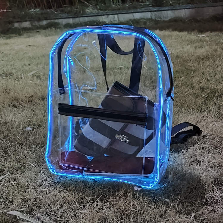 EL Wire Neon transparent Light up Backpack Luminous Shoulder Bag Cosmetics